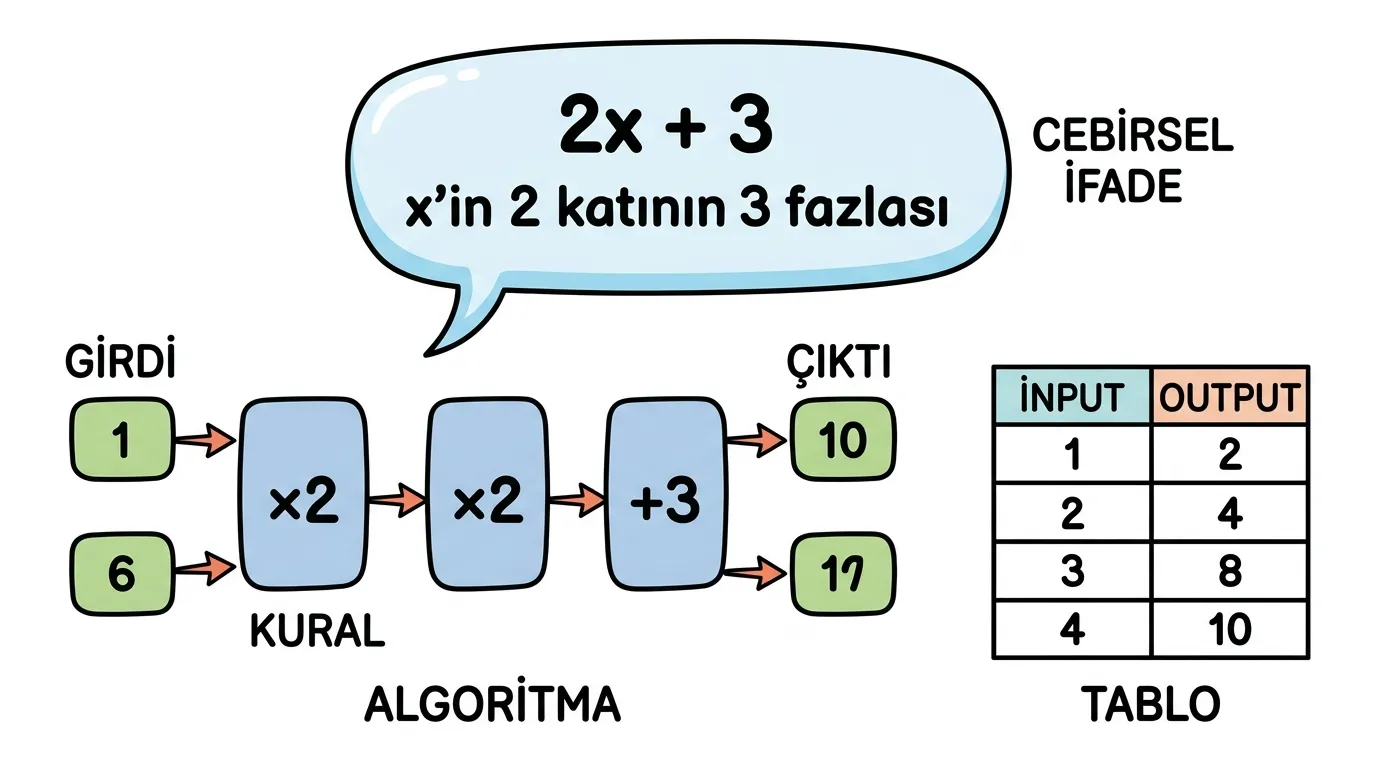 6. Sınıf Matematik Algoritma akışı tablo cebirsel ifade