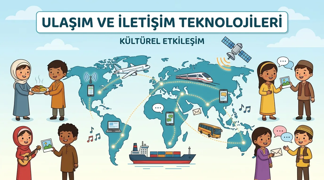 6. Sınıf Sosyal Bilgiler Dünya haritasında ulaşım iletişim araçları